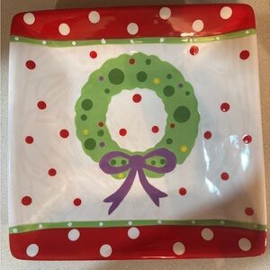 Mainstreet Collection Holiday Wreath Plate with Red and Green Accents